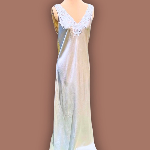 Rare Silk Slip Dress Pink Lace Maxi Vintage Bias Cut UK Made Designer Medium - Picture 10 of 11